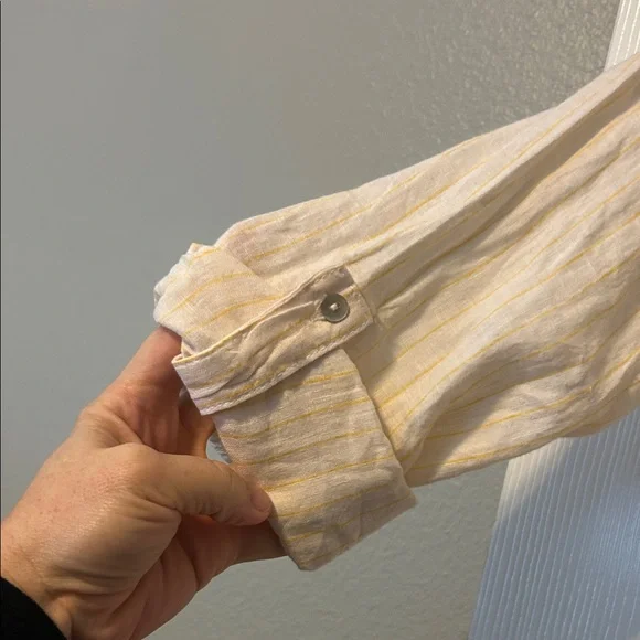 Cynthia Rowley Light Cream/yellow stripe linen dress. - Picture 4 of 8